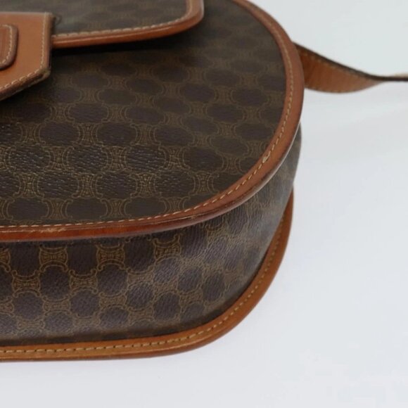 CELINE Macadam Canvas Shoulder Bag PVC Leather Brown Gold Auth 121435 - Picture 4 of 16